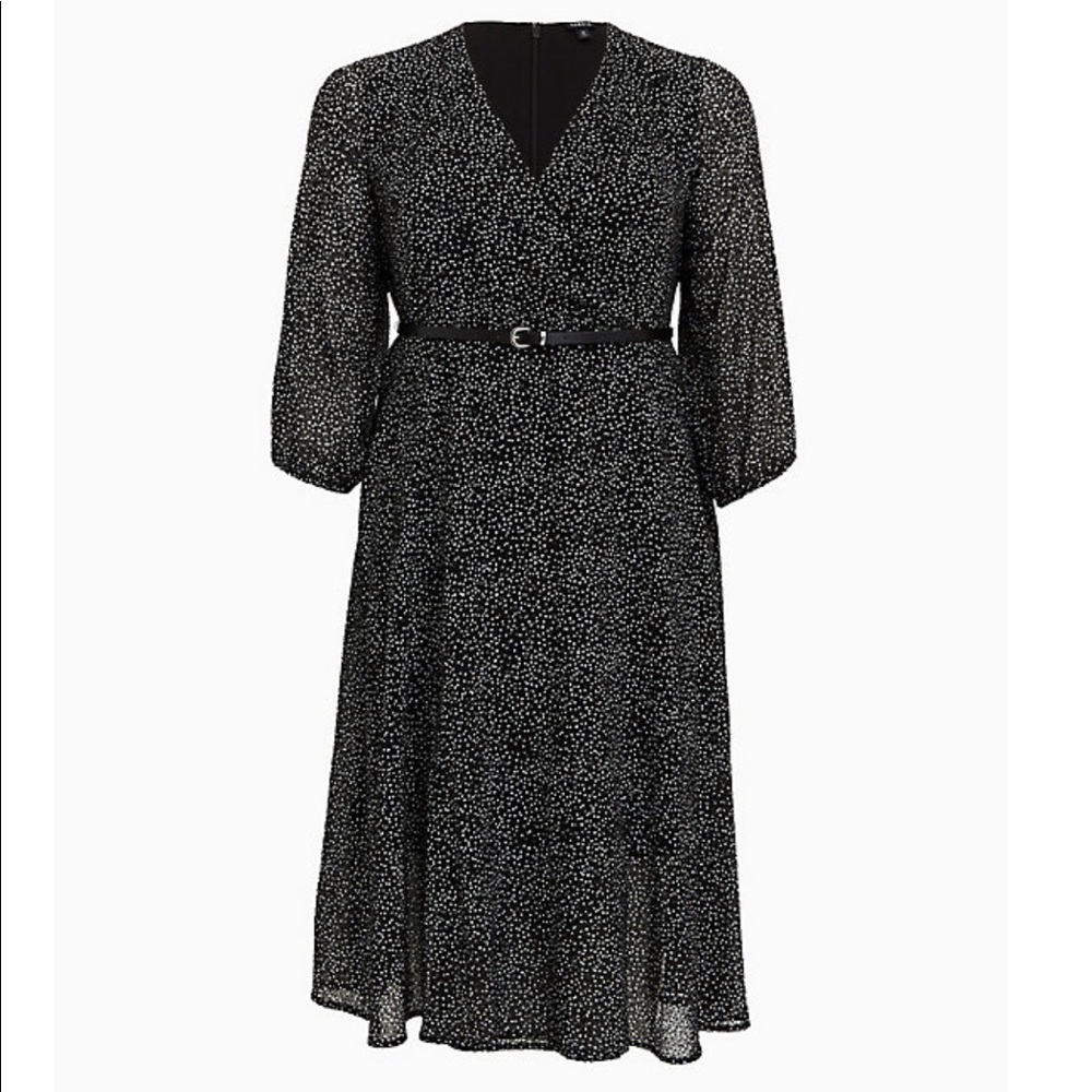 Torrid Black polka dot chiffon flocked dress